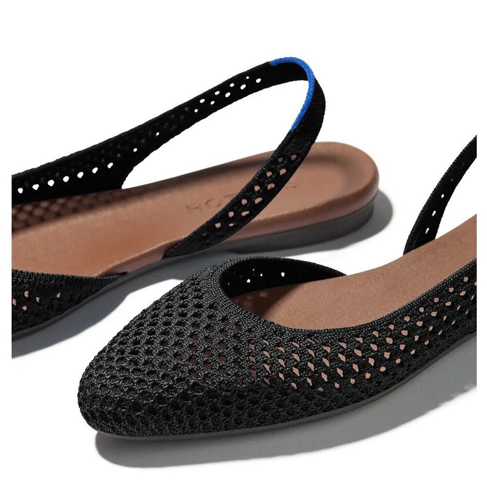 Rothy’s THE ALMOND SLINGBACK Size 7.5 Women's Black Ballet Flats Shoes NEW